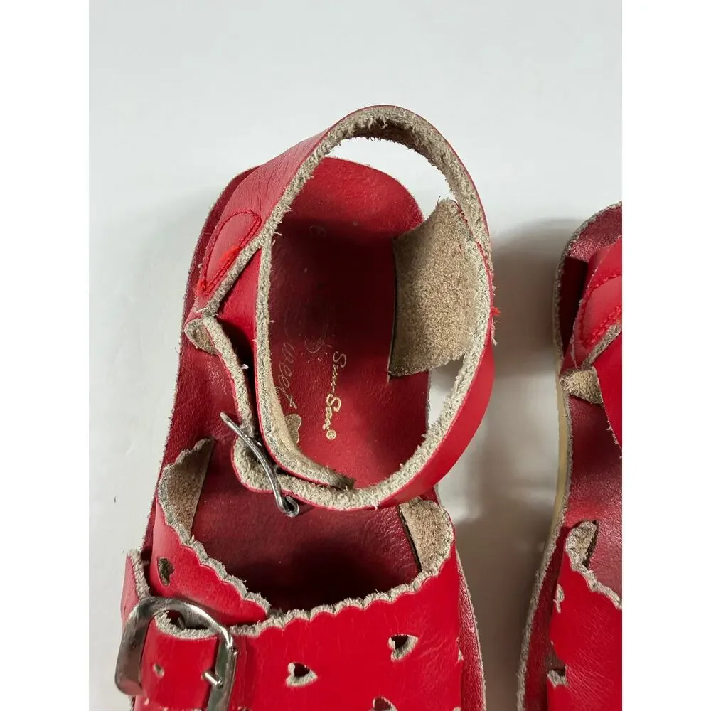 Salt Water Sweetheart Red Leather Sandals Size 6 Toddler